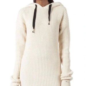 True Religion Scuffed Beige Knit Hoodie Dress